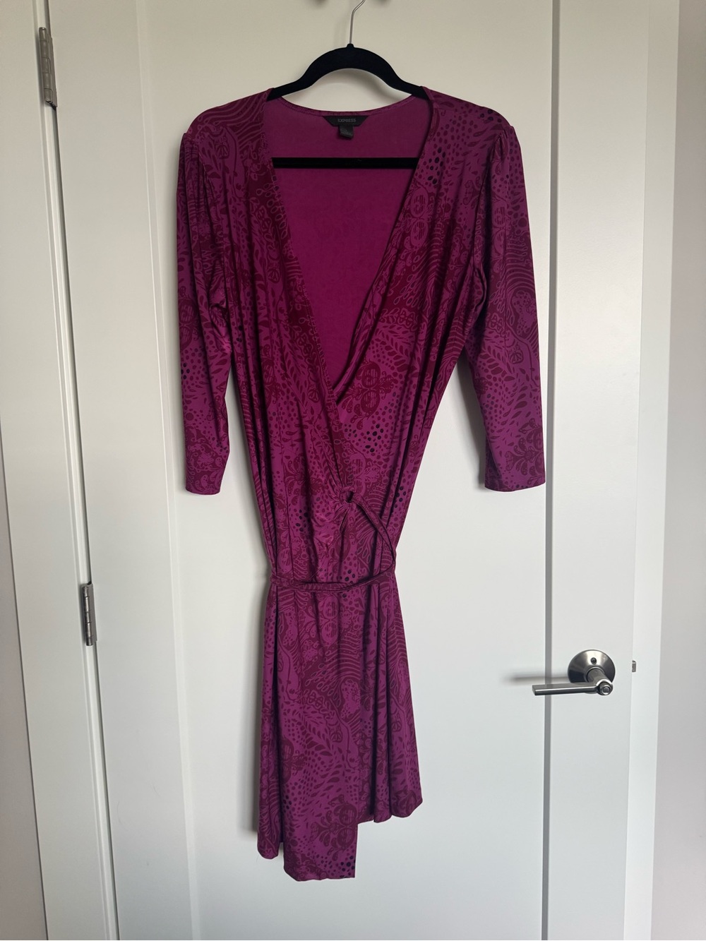 Express Deep Magenta Paisley Wrap Mini Dress